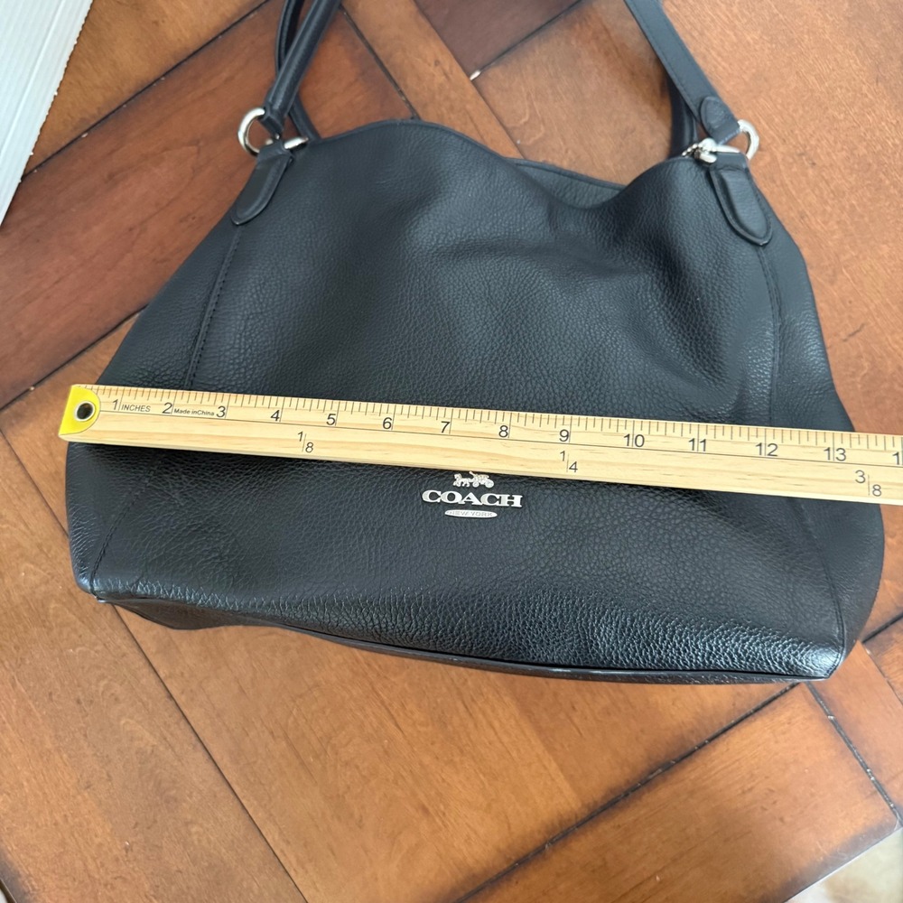 Coach Edie Black Leather Shoulder Bag Purse F80268 - Picture 6 of 11